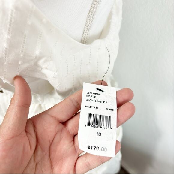 LDT CELIA WHITE EYELET TIERED MINI DRESS WHITE SIZE 10 BRAND NEW $179MSRP - Picture 2 of 7